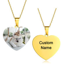 Custom Pet Photo Necklace Personalized Engrave Name Heart Anti-lost Tag Stainless Steel Gold Choker Necklaces Jewelry 2024 - buy cheap