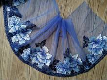 2 Meters/lot 22cm Width Blue Flower Guipure Design Lace Craft for Curtain Dress High Quality Mesh Lace Trim 2024 - buy cheap