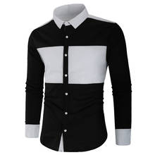 Camisa formal de botão para homens, camisa casual slim fit com botão, camisa formal de manga comprida, roupa masculina 2024 - compre barato