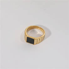 Joolim Gold Plated Square Black Epoxy Stainless Steel Rings 2020 Jewelry 2024 - buy cheap