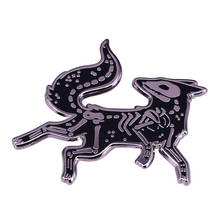 Black Skull Fox Brooch Punk Dark Scary Halloween Animal Badge 2024 - buy cheap