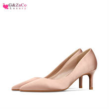 Zapatos de tacón bajo de seda para mujer, zapatos sencillos de tacón alto, puntiagudos, Nude, stilettos, Otoño, talla 33 42 2024 - compra barato