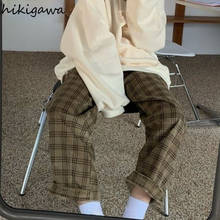 Hikigawa Long Vintage Loose Japan Women Pants Straight Korean Elastic High Waist Harajuku Men Trousers Joggers Mujer Pantalones 2024 - buy cheap