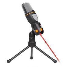 Microfone embutido com fio e suporte, tripé de 3.5mm, portátil, para pc bate-papo, karaokê e laptop 2024 - compre barato
