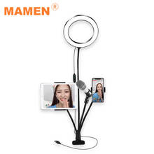 MAMEN LED Ring Light Live Broadcast Set With Phone&Tablet&Microphone Holder Desktop Lamp For YouTube Video Makeup Live Kits 2024 - buy cheap