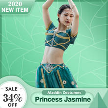 Conjunto de disfraz de danza del vientre para mujer, traje de princesa Jasmine de bollwood, Top de princesa, ropa India 2024 - compra barato