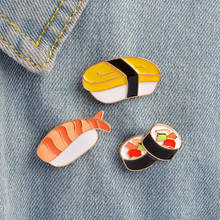 Esmalte rinhoo bonito dos desenhos animados sushi broches salmão nori sushi pinos comida japonesa emblemas denim camisa lapela pino moda jóias presente 2024 - compre barato