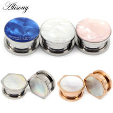Alisouy 2PCS Ear Piercing Plugs Tunnels Ring Shell Stainless Steel Body Jewelry Gauges Screw Earrings 2G 0G 00G 6mm-25mm 2024 - buy cheap