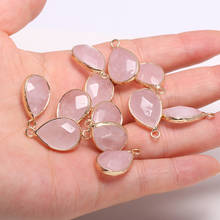 Pedra natural facetado rosa quartzs pingentes gota de água forma encantos para fazer jóias diy brinco colar acessórios 2024 - compre barato