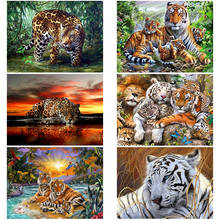 DIY 5D Diamond Painting River In By Tiger Diamond Embroidery Animal Cross Stitch Full Round Drill Rhinestone Art Gift Home Decor 2024 - compre barato