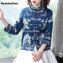 2022 chinese qipao tops women camisa chinese style mujer pattern cheongsam embroidery coat chinese traditional cheongsam jacket 2024 - buy cheap