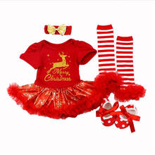 Рождественский костюм, платье для маленьких девочек, модная одежда для младенцев, малышей, моя первая Рождественская одежда, платья с оленями, платье-комбинезон для новорожденных 2024 - купить недорого