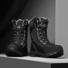 2020 new men's winter boots plush fur leather men's boots high-top men's snow shoes warm large size hiking shoes 36-46 2024 - buy cheap