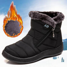 Botas de nieve cálidas para mujer, botines de felpa de piel corta, zapatos con cremallera y plataforma de talla grande, envío directo 2024 - compra barato