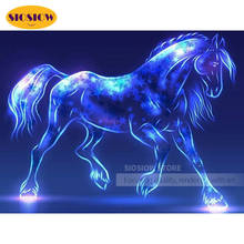 Pintura de diamantes 5d Diy, punto de cruz de animales cuadrados completos, bordado de diamantes de caballo ligero, Kits de cuentas de Arte de dibujo, decoración del hogar hecha a mano 2024 - compra barato