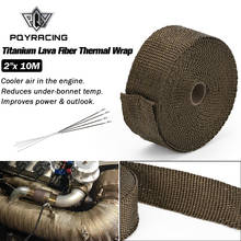 PQY - 2"x 10meter Premium Exhaust Heat Wrap Manifold Wrap Titanium Lava Fiber Thermal Heat Wrap + 4 pcs Ties PQY1910T 2024 - buy cheap