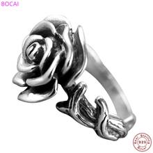 Bocai s925 prata esterlina charme anéis para as mulheres 2021 nova moda abertura rosa totem popular puro argetum mão ornamento jóias 2024 - compre barato