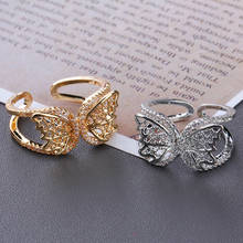 Female Punk Butterfly Ring Opening Adjustable Gold/Silver Color Crystal Zircon Girls Party Engagement Ring Gifts 2024 - купить недорого