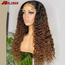 1B Brown Curly Brazilian Remy Hair Ombre Color 4x4 Lace Closure Human Hair Wig With Baby Hair V Part Lace Frontal Bleached Knots 2024 - buy cheap