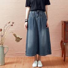 Free Shipping 2021 S-XXL Fashion New Denim Long Mid-calf Skirts For Women Vintage A-Line Casual Skirts Spring Jean Skirts 2024 - buy cheap