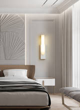Lámpara de pared nórdica minimalista, moderna, de mármol, para dormitorio, mesita de noche, pasillo, sala de estar, luz LED rectangular 2024 - compra barato
