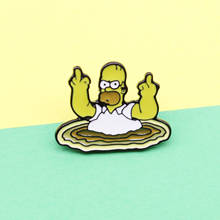 Pin de solapa de Escape de los Simpson para mujer y niño, broche esmaltado de vórtice, Frappuccino, insignia, regalo 2024 - compra barato