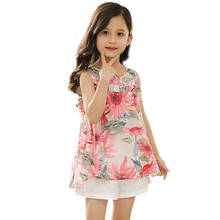 Conjunto de ropa de verano para niñas, ropa infantil con estampado de flores, chaleco + pantalón corto 2 uds., ropa para niñas 6 8 10 2 14 2024 - compra barato