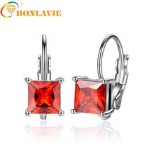 New Square Zircon Stud Earrings Women Classic Ear Studs Pink Red Crystal Earings Fashion Jewelry Brincos 2024 - buy cheap