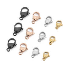 20pcs/lot 316L Stainless Steel High Polished Gold Black Silver Tone Lobster Clasp 9-15mm Necklace Connector DIY Jewelry Findings 2024 - buy cheap