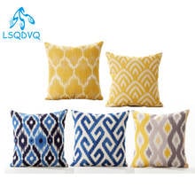 Decorative Throw Pillows Case Geometric Blue Yellow Stripe Polyester Sofa Cushion Cover for Home Living Room Decoration 2024 - buy cheap