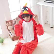 Pijama unissex de animais adultos, roupa de dormir quente de flanela com desenho de pássaro vermelho 2024 - compre barato