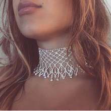 Fashion multi-layer wave net tassel Rhinestone Necklace luxury large set of chocolate collar statement women jewelry gift 2024 - buy cheap