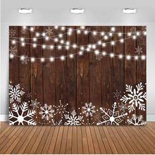 Winter wonderland backdrop for photography wood wall snowflake background for photo booth studio gliiter light snow party decor 2024 - buy cheap