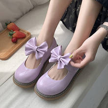 Zapatos de plataforma de charol Mary Janes para mujer, calzado plano con pajarita, punta redonda, Oxord, 8101G, Primavera 2024 - compra barato