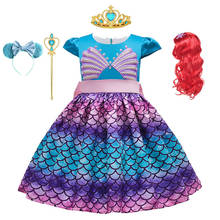 Fantasia de sereia para meninas, vestido de princesa ariel, para festa de verão, traje para cosplay de crianças, carnaval, aniversário, roupas elegantes 2024 - compre barato