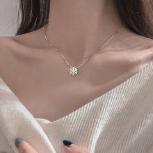 1PC Flash Cubic Zircon Snowflake Pendant Necklace Fashion Clavicle Chain Rose Gold Silver Color Necklace For Women Jewelry Decor 2024 - buy cheap