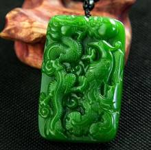 Colgante de Jade verde chino con forma de Fénix para hombre y mujer, amuleto tallado a mano, joyería, accesorios, novedad 2024 - compra barato
