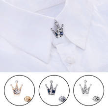 Small Metal Crown Brooch Pin Women Men's Suit Shirt Brooches Corsage Badge Pins Crystal Necktie Clip Collar Fashion Decoration 2024 - buy cheap