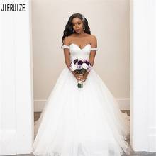 Jieruize brilhante africano frisado vestidos de casamento fora do ombro rendas acima de volta a linha vestidos de noiva vestido de noiva noiva 2024 - compre barato