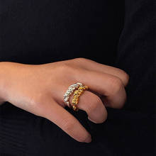 Moda ouro prata cor irregular trançado anéis corda anéis geométricos para fio feminino minimalista anel vintage jóias 2024 - compre barato