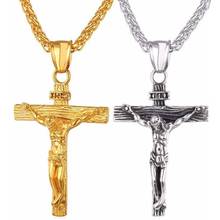 Colgante Retro de Cruz para hombre, collar gótico chapado en oro, colgante de Jesús, padre, cadena larga, joyería de amuleto 2024 - compra barato