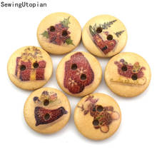 Round Christmas Theme Christmas Theme Wooden Buttons Sewing Scrapbooking Clothing Accessories Crafts Decor 2024 - buy cheap