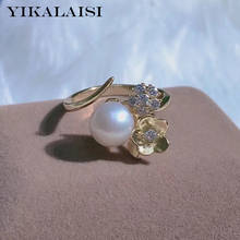 YIKALAISI-anillos de plata esterlina 925 para mujer, joyería para mujer, anillos de perlas de agua dulce naturales Oblato de 8-9mm, 2021 finos, nuevos, al por mayor 2024 - compra barato