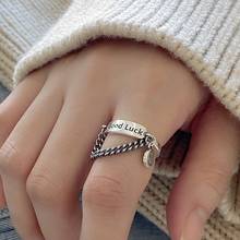 Fashion Good Luck Initial Letter Silver Color Copper Dainty Ring For Women Retro Vintage Thai Silver Tassel Chain Ring Gifts 2024 - buy cheap