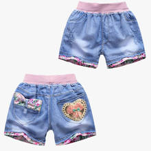 Shorts jeans estampado infantil, moda verão 2018 algodão areia curta crianças meninas casuais 3-12 anos 2024 - compre barato