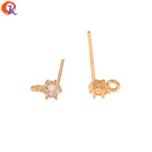 Diseño de Cordial, accesorios de joyería de 4x6MM, hechos a mano, accesorios para pendientes, chapado en oro genuino, fabricación artesanal, Mini pendientes de circonia cúbica, 40 Uds. 2024 - compra barato