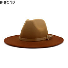 Chapéu tipo fedora, chapéu masculino e feminino de inverno e outono, chapéu tipo fedora, com aba larga, elegante e degradê 2024 - compre barato
