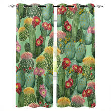 Cactus Watercolor Painting Window Curtains Window Blinds Living Room Decor Bedroom Kids Curtain Panels With Grommets 2024 - buy cheap
