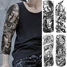 Татуировка на рукавах большой руки, дракон Будда Шакьямуни, водостойкая Временная поддельная татуировка, Череп, японский, для мужчин и женщин 2024 - купить недорого