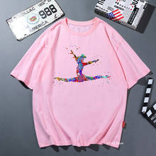 2022 new t shirt women Watercolor gymnastics girl print female t-shirt pink solid tshirt femme oversized shirt tumblr tops tee 2024 - buy cheap